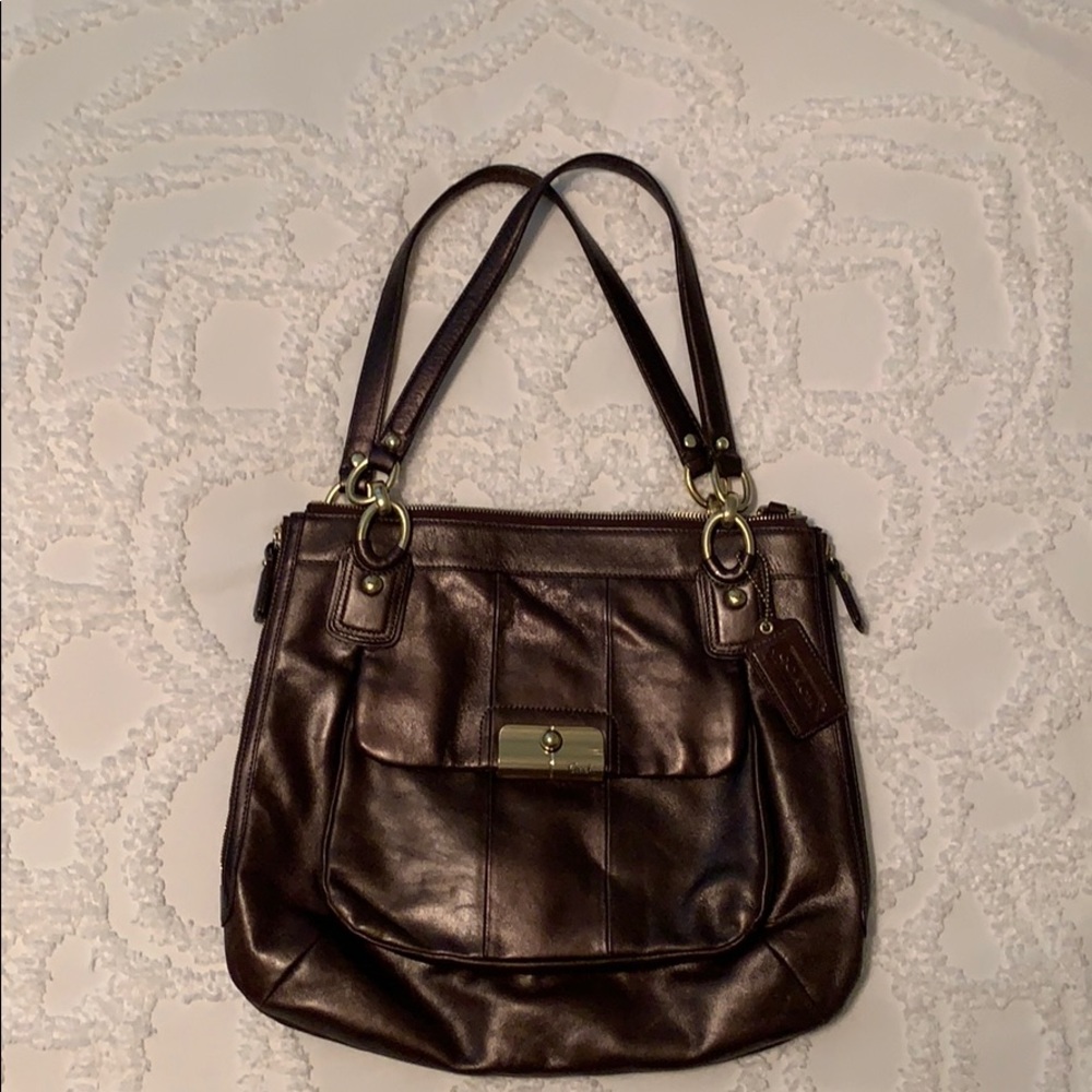 Coach “Kristin” Sleek Metallic Bronze Leather Tote